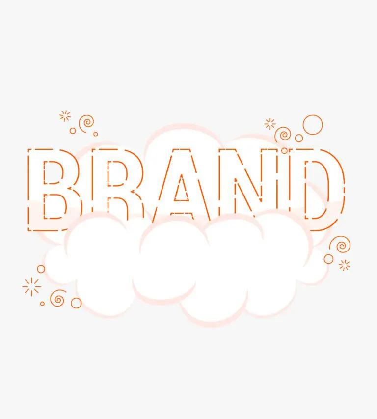 Grafik einer Wolke mit dem Word "Brand" darauf, umgeben von Elementen, die Duft symbolisieren