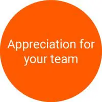 Orange circle with the text "Appreciate your team"